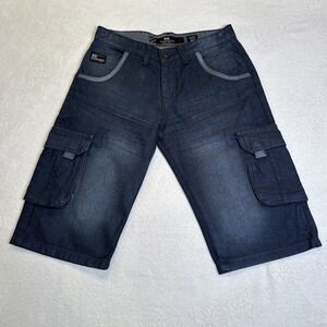 Crosshatch Men's Denim Cargo Combat Shorts Jeans Multi Pockets Grunge